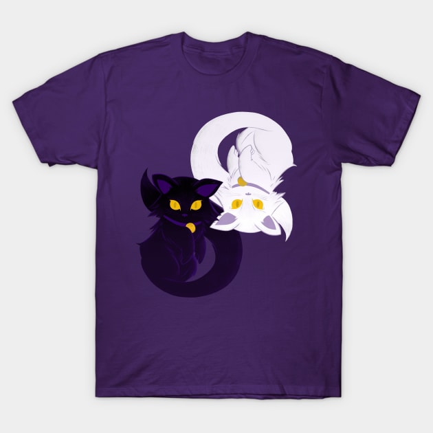 Yin Yang Cat T-Shirt by Blanquiurris